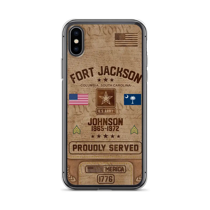 Custom Personalized Veteran Phone Case - Gift For Veteran - Birthday/ Father's Day Gift - Proudly Served - Case For iPhone And Samsung