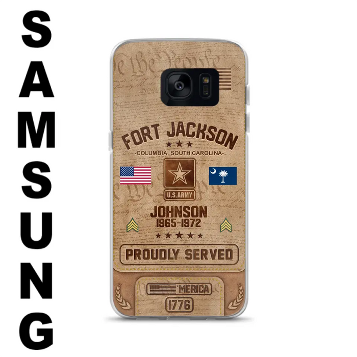 Custom Personalized Veteran Phone Case - Gift For Veteran - Birthday/ Father's Day Gift - Proudly Served - Case For iPhone And Samsung