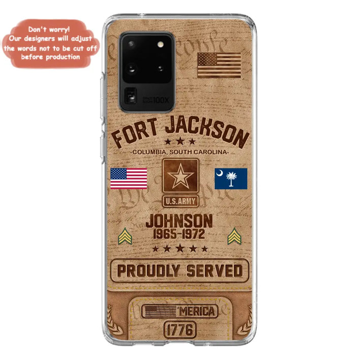 Custom Personalized Veteran Phone Case - Gift For Veteran - Birthday/ Father's Day Gift - Proudly Served - Case For iPhone And Samsung