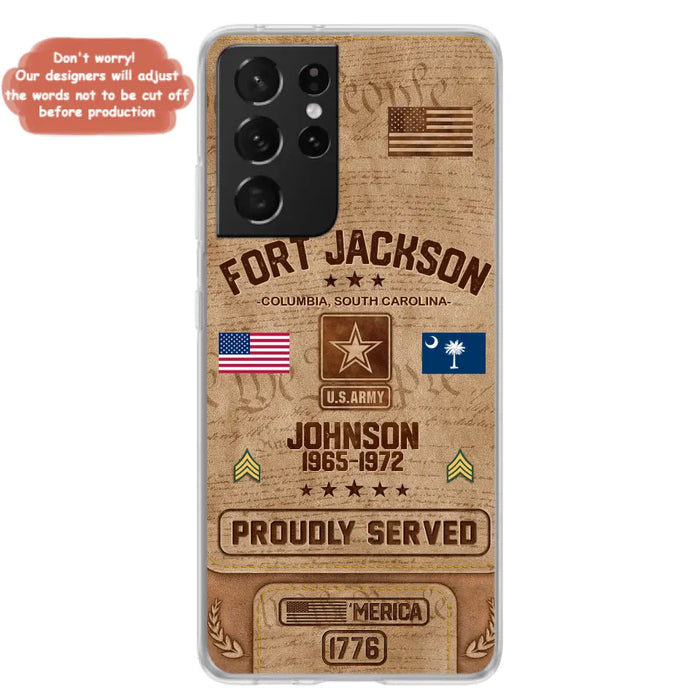 Custom Personalized Veteran Phone Case - Gift For Veteran - Birthday/ Father's Day Gift - Proudly Served - Case For iPhone And Samsung