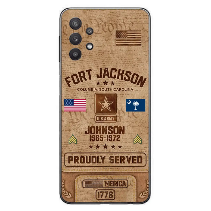 Custom Personalized Veteran Phone Case - Gift For Veteran - Birthday/ Father's Day Gift - Proudly Served - Case For iPhone And Samsung