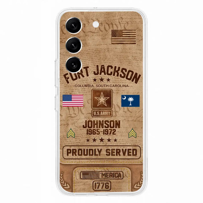 Custom Personalized Veteran Phone Case - Gift For Veteran - Birthday/ Father's Day Gift - Proudly Served - Case For iPhone And Samsung