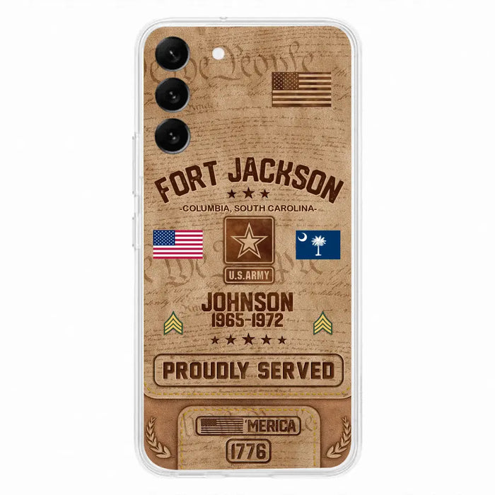 Custom Personalized Veteran Phone Case - Gift For Veteran - Birthday/ Father's Day Gift - Proudly Served - Case For iPhone And Samsung