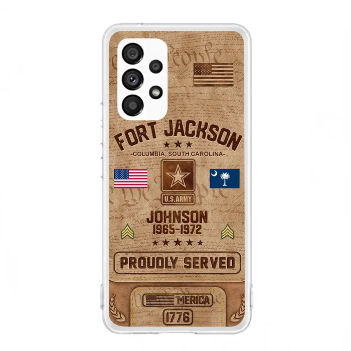 Custom Personalized Veteran Phone Case - Gift For Veteran - Birthday/ Father's Day Gift - Proudly Served - Case For iPhone And Samsung