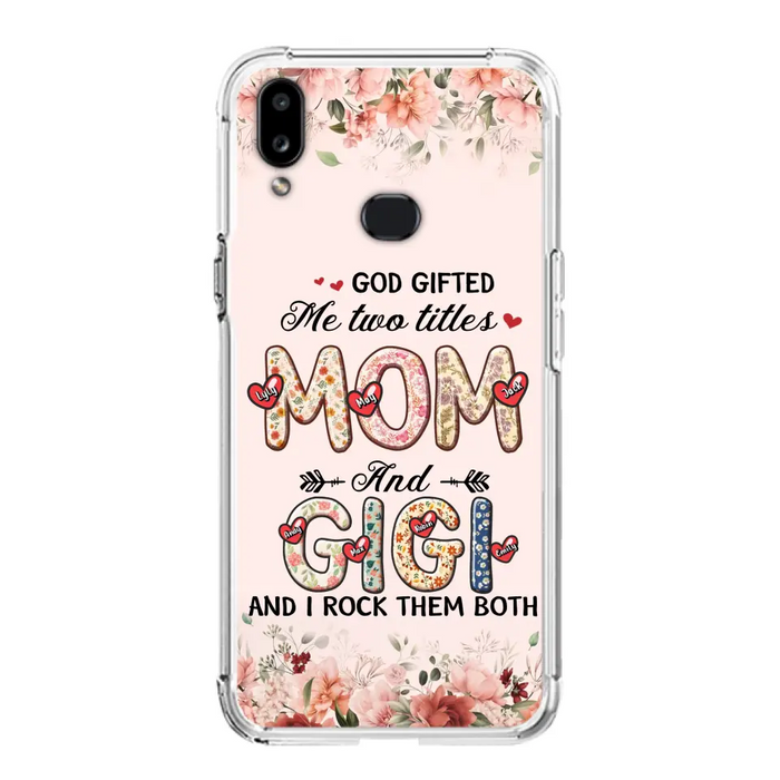 Custom Personalized Grandma Phone Case - Upto 7 Kids & 7 Grandkids - Mother's Day Gift Idea for Grandma/Mom - God Gifted Me Two Titles - Case for iPhone/Samsung