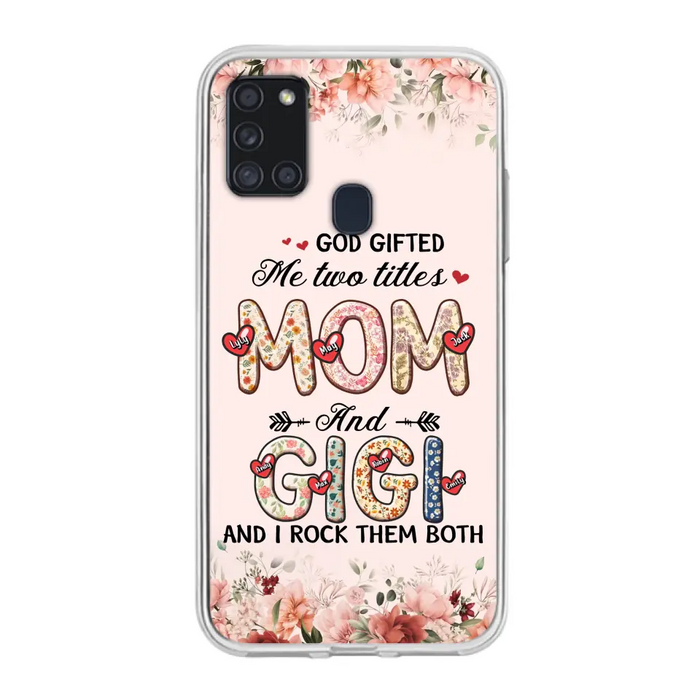 Custom Personalized Grandma Phone Case - Upto 7 Kids & 7 Grandkids - Mother's Day Gift Idea for Grandma/Mom - God Gifted Me Two Titles - Case for iPhone/Samsung