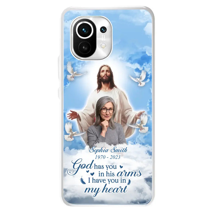 Custom Personalized Memorial Photo Phone Case - Memorial Gift Idea for Mother's Day/Father's Day - God Has You In His Arms I Have You In My Heart - Case for Xiaomi/Huawei/Oppo