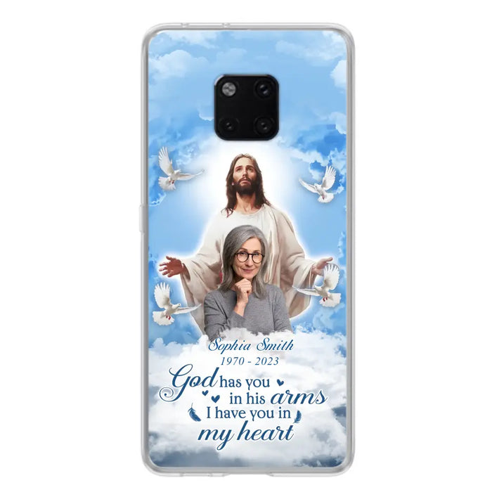 Custom Personalized Memorial Photo Phone Case - Memorial Gift Idea for Mother's Day/Father's Day - God Has You In His Arms I Have You In My Heart - Case for Xiaomi/Huawei/Oppo