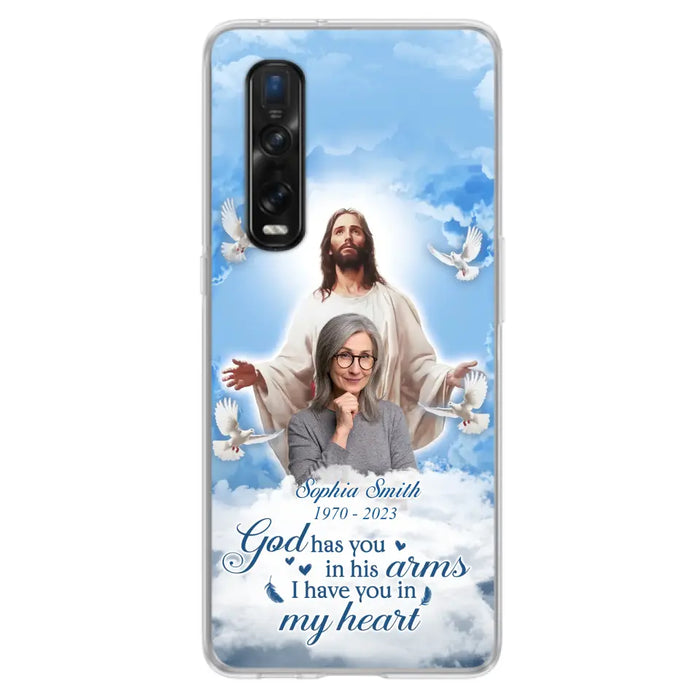 Custom Personalized Memorial Photo Phone Case - Memorial Gift Idea for Mother's Day/Father's Day - God Has You In His Arms I Have You In My Heart - Case for Xiaomi/Huawei/Oppo