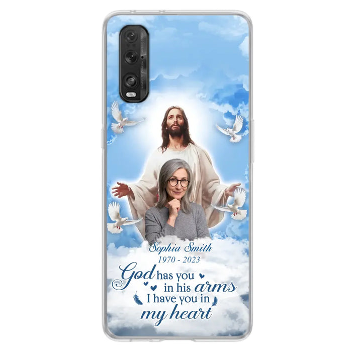 Custom Personalized Memorial Photo Phone Case - Memorial Gift Idea for Mother's Day/Father's Day - God Has You In His Arms I Have You In My Heart - Case for Xiaomi/Huawei/Oppo