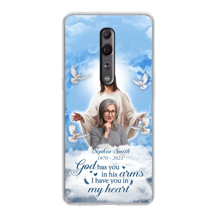 Custom Personalized Memorial Photo Phone Case - Memorial Gift Idea for Mother's Day/Father's Day - God Has You In His Arms I Have You In My Heart - Case for Xiaomi/Huawei/Oppo