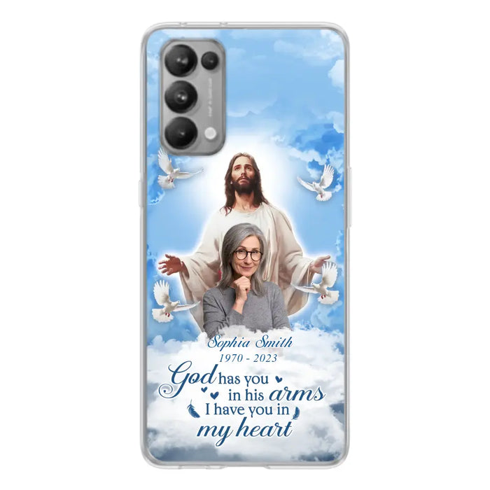 Custom Personalized Memorial Photo Phone Case - Memorial Gift Idea for Mother's Day/Father's Day - God Has You In His Arms I Have You In My Heart - Case for Xiaomi/Huawei/Oppo