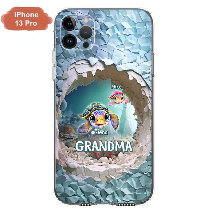 Custom Personalized Turtle Phone Case - Upto 10 Kids - Mother's Day Gift Idea For Grandma - Case for iPhone/Samsung