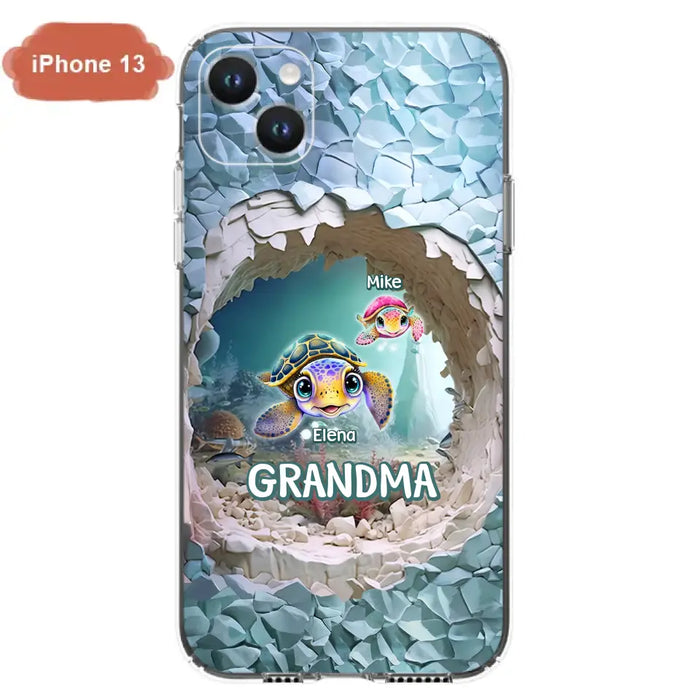 Custom Personalized Turtle Phone Case - Upto 10 Kids - Mother's Day Gift Idea For Grandma - Case for iPhone/Samsung