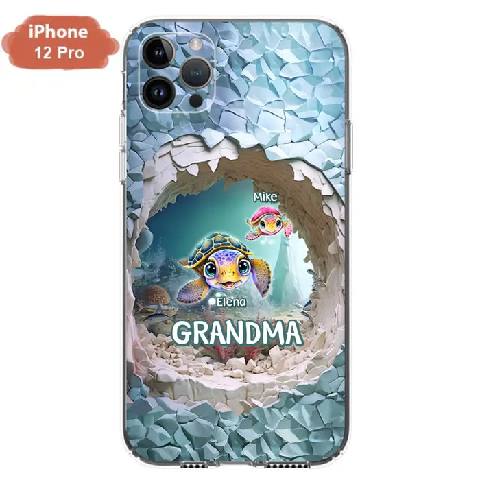 Custom Personalized Turtle Phone Case - Upto 10 Kids - Mother's Day Gift Idea For Grandma - Case for iPhone/Samsung