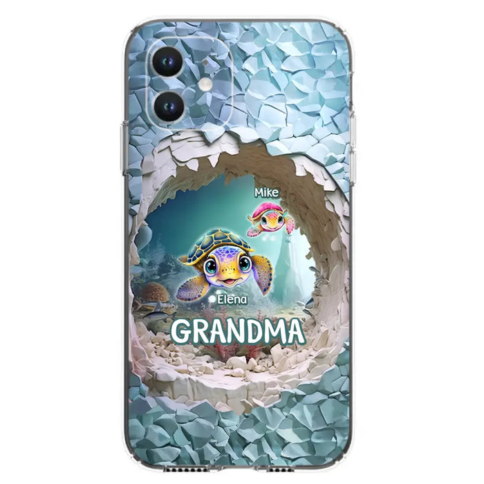 Custom Personalized Turtle Phone Case - Upto 10 Kids - Mother's Day Gift Idea For Grandma - Case for iPhone/Samsung