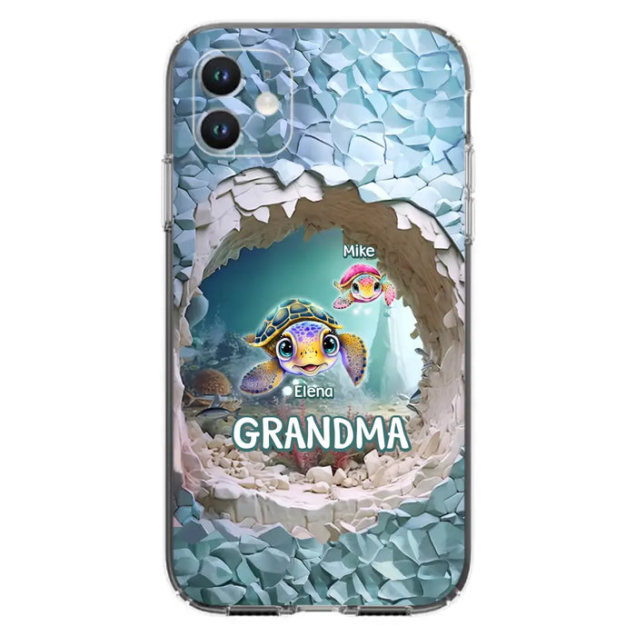 Custom Personalized Turtle Phone Case - Upto 10 Kids - Mother's Day Gift Idea For Grandma - Case for iPhone/Samsung