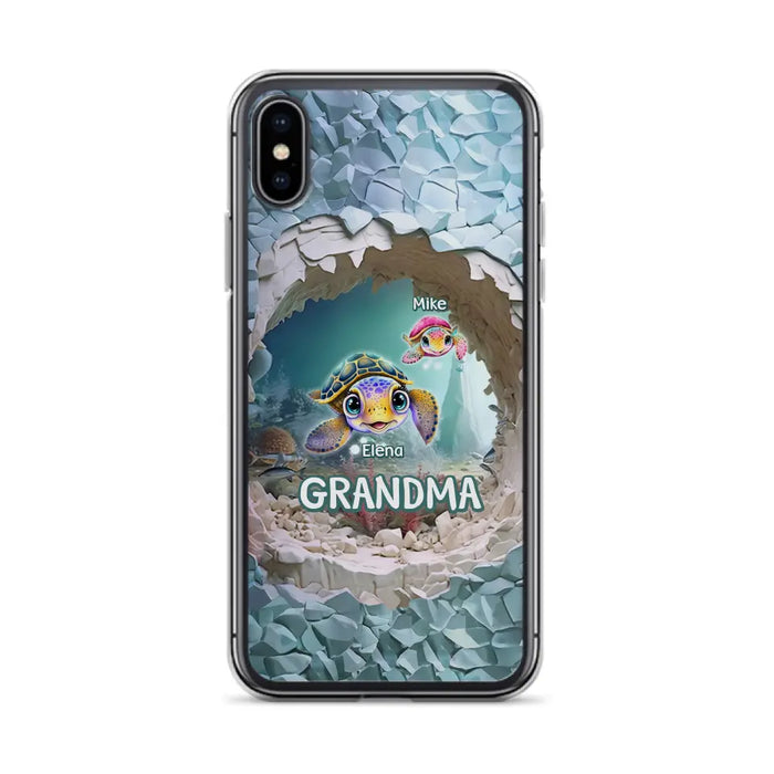 Custom Personalized Turtle Phone Case - Upto 10 Kids - Mother's Day Gift Idea For Grandma - Case for iPhone/Samsung