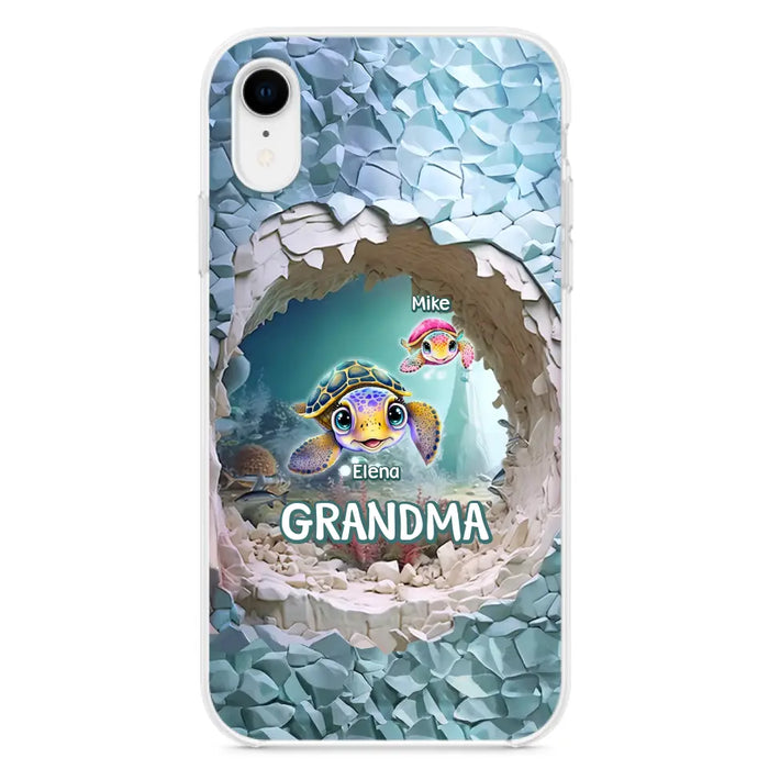 Custom Personalized Turtle Phone Case - Upto 10 Kids - Mother's Day Gift Idea For Grandma - Case for iPhone/Samsung