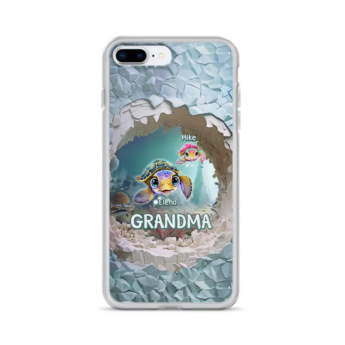 Custom Personalized Turtle Phone Case - Upto 10 Kids - Mother's Day Gift Idea For Grandma - Case for iPhone/Samsung