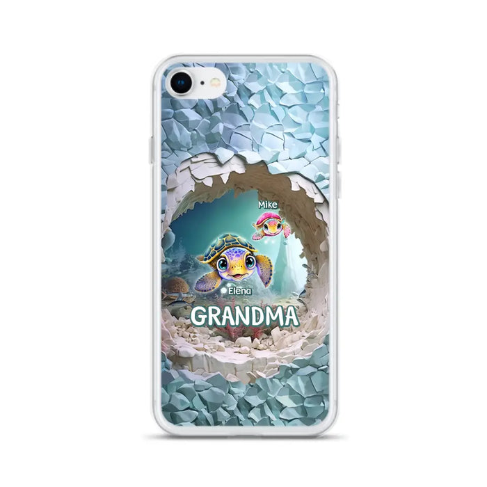 Custom Personalized Turtle Phone Case - Upto 10 Kids - Mother's Day Gift Idea For Grandma - Case for iPhone/Samsung