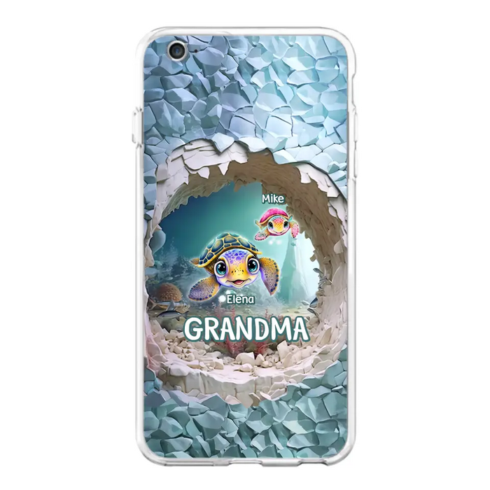 Custom Personalized Turtle Phone Case - Upto 10 Kids - Mother's Day Gift Idea For Grandma - Case for iPhone/Samsung