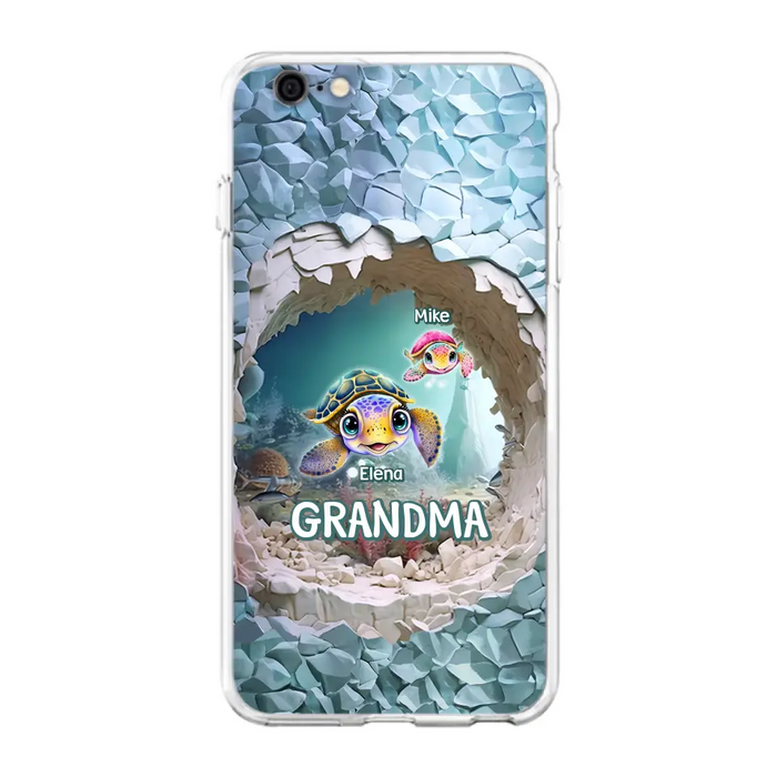 Custom Personalized Turtle Phone Case - Upto 10 Kids - Mother's Day Gift Idea For Grandma - Case for iPhone/Samsung