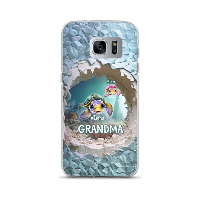 Custom Personalized Turtle Phone Case - Upto 10 Kids - Mother's Day Gift Idea For Grandma - Case for iPhone/Samsung