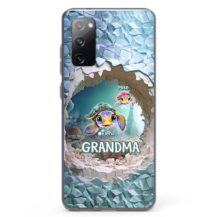 Custom Personalized Turtle Phone Case - Upto 10 Kids - Mother's Day Gift Idea For Grandma - Case for iPhone/Samsung