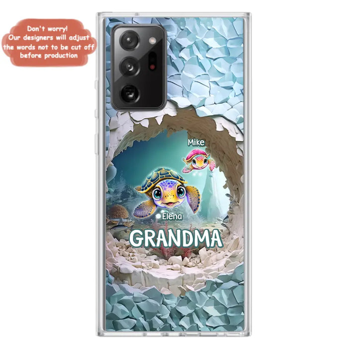 Custom Personalized Turtle Phone Case - Upto 10 Kids - Mother's Day Gift Idea For Grandma - Case for iPhone/Samsung