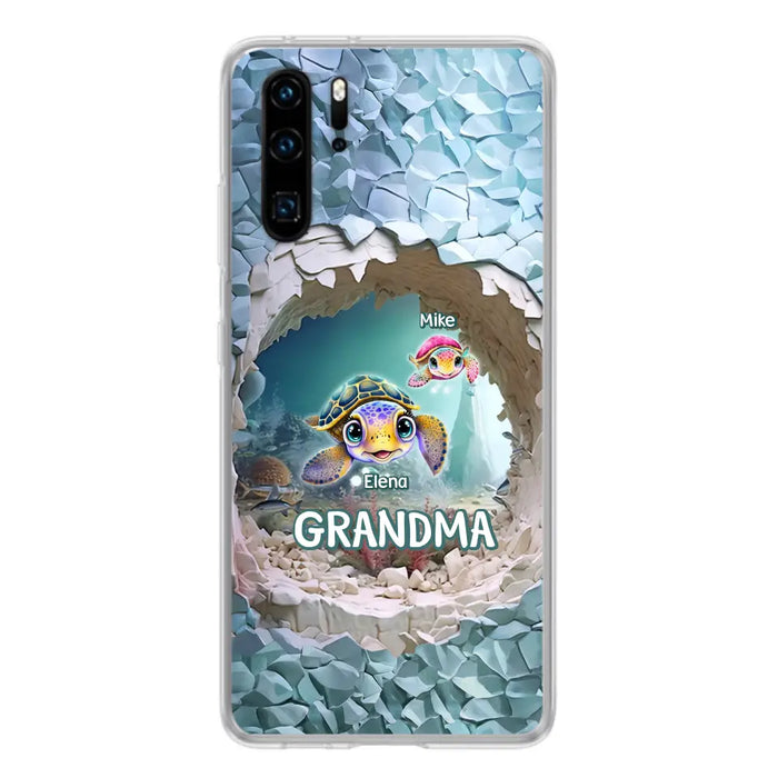 Custom Personalized Turtle Phone Case - Upto 10 Kids - Mother's Day Gift Idea For Grandma - Case for Xiaomi/Huawei/Oppo