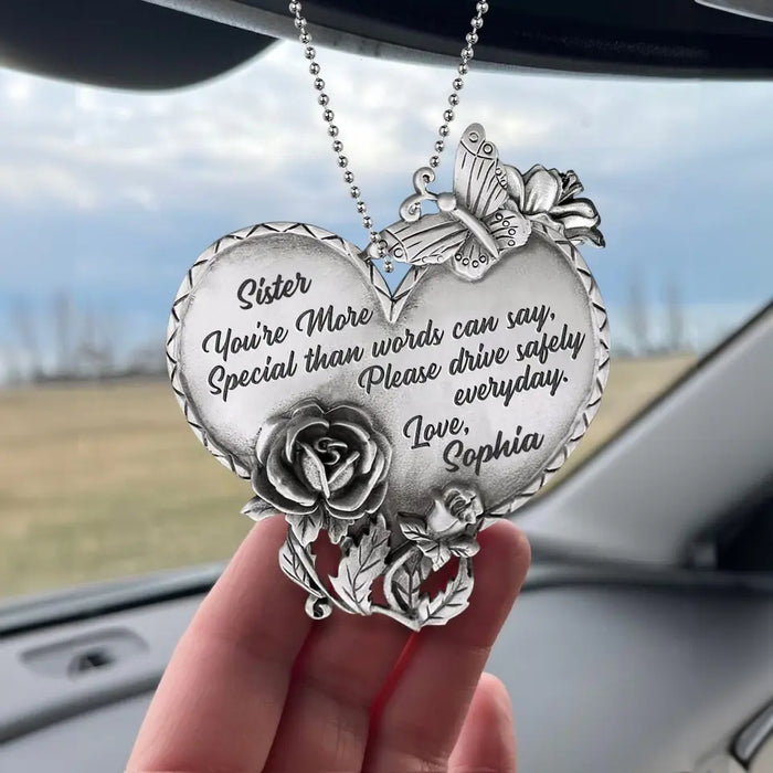 Custom Personalized Drive Safely Aluminum Car Charm - Mother's Day Gift Idea For Grandma/ Mom/ Sister - You're More Special Than Words Can Say