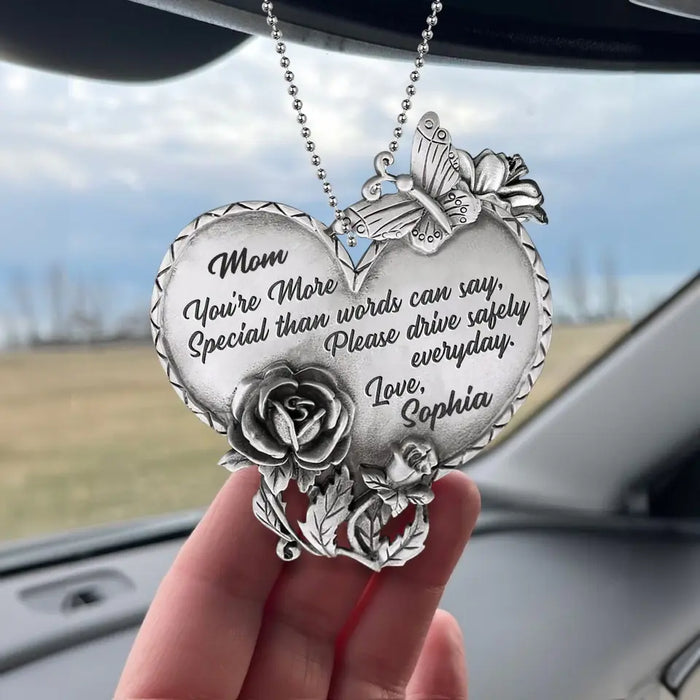 Custom Personalized Drive Safely Mom Aluminum Car Charm - Mother's Day Gift Idea For Grandma/ Mom/ Sister - You're More Special Than Words Can Say