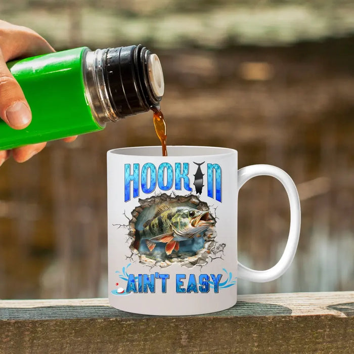 Custom Personalized Fishing Largemouth Bass Break Through Wall Coffee Mug - Gift Idea For Fishing Lover/Father's Day/ Birthday - On Weekends I Hook Up With Big Girls Who Swallow