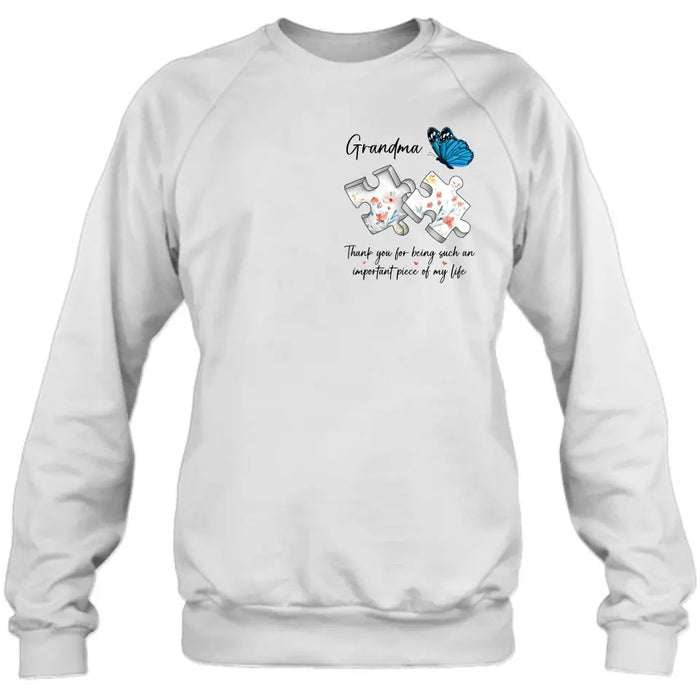 Custom Personalized Butterfly Shirt/ Hoodie - Gift Idea for Mother's Day/ Father's Day - Thank You For Being Such An Important Piece Of My Life