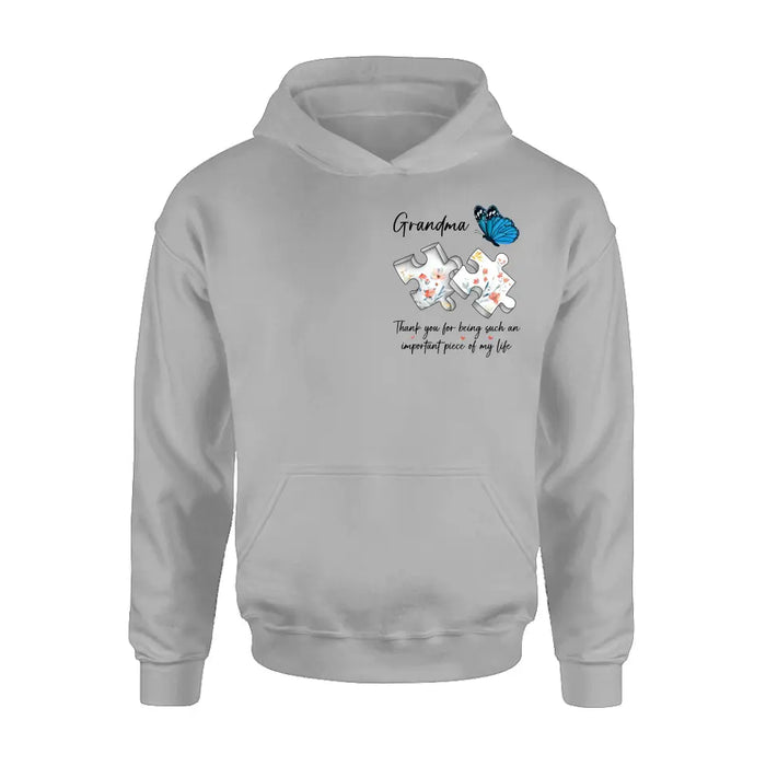 Custom Personalized Butterfly Shirt/ Hoodie - Gift Idea for Mother's Day/ Father's Day - Thank You For Being Such An Important Piece Of My Life