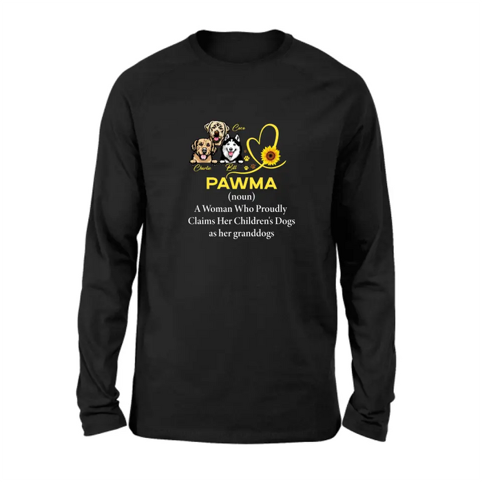 Custom Personalized Pawma Shirt/Hoodie - Gift For Dog Mom/ Mother's Day - Pawma A Woman Who Proudly Claims Her Children's Dogs As Her Granddogs