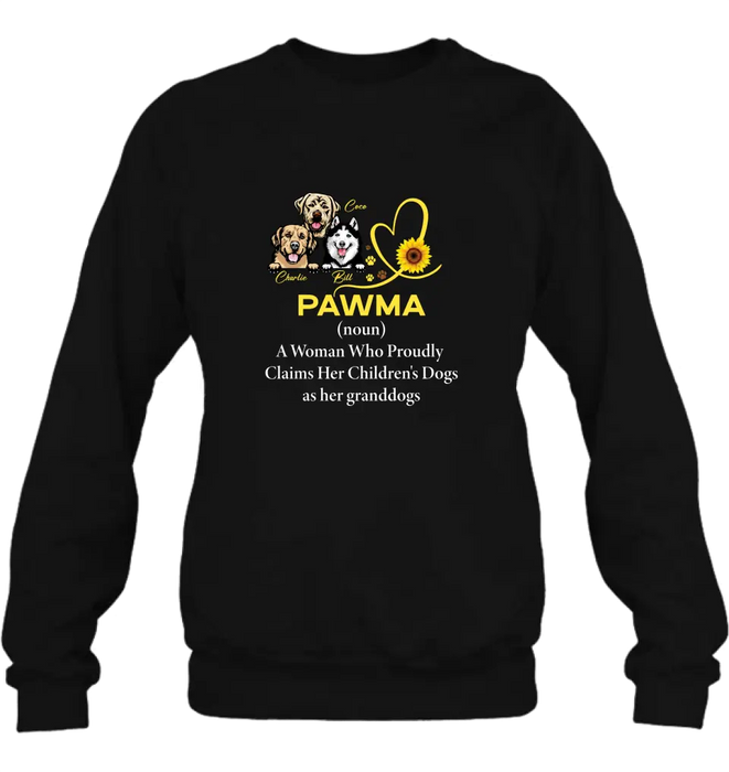 Custom Personalized Pawma Shirt/Hoodie - Gift For Dog Mom/ Mother's Day - Pawma A Woman Who Proudly Claims Her Children's Dogs As Her Granddogs