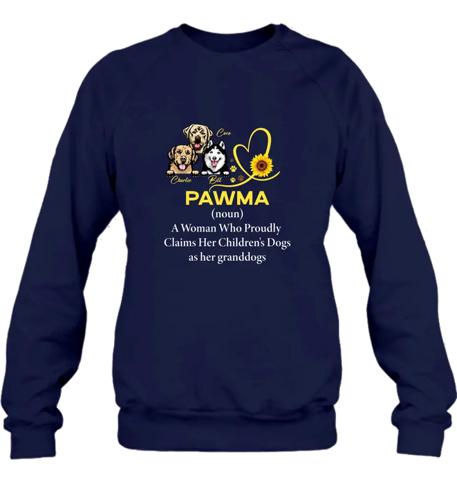 Custom Personalized Pawma Shirt/Hoodie - Gift For Dog Mom/ Mother's Day - Pawma A Woman Who Proudly Claims Her Children's Dogs As Her Granddogs