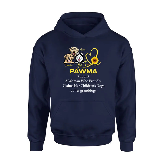 Custom Personalized Pawma Shirt/Hoodie - Gift For Dog Mom/ Mother's Day - Pawma A Woman Who Proudly Claims Her Children's Dogs As Her Granddogs