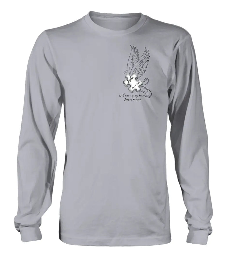 Personalized Memorial Piece Shirt/Hoodie - Memorial Gift Idea For Family Member/Mother's Day/Father's Day - A Piece Of My Heart Lives In Heaven
