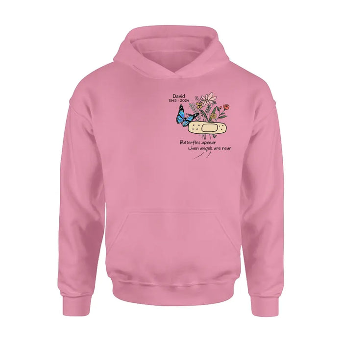 Custom Personalized Memorial Unisex T-shirt/ Long Sleeve/ Sweatshirt/ Hoodie - Memorial Gift Idea - Butterflies Appear When Angels Are Near