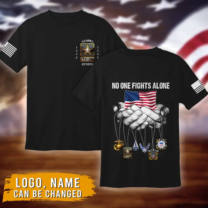 Custom Personalized Veteran AOP Men's T-shirt - Father's Day Gift Idea For Veteran - No One Fights Alone