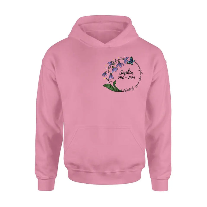 Custom Personalized Memorial T-shirt/ Long Sleeve/ Sweatshirt/ Pullover Hoodie - Memorial Gift - Butterflies Appear When Angels Are Near