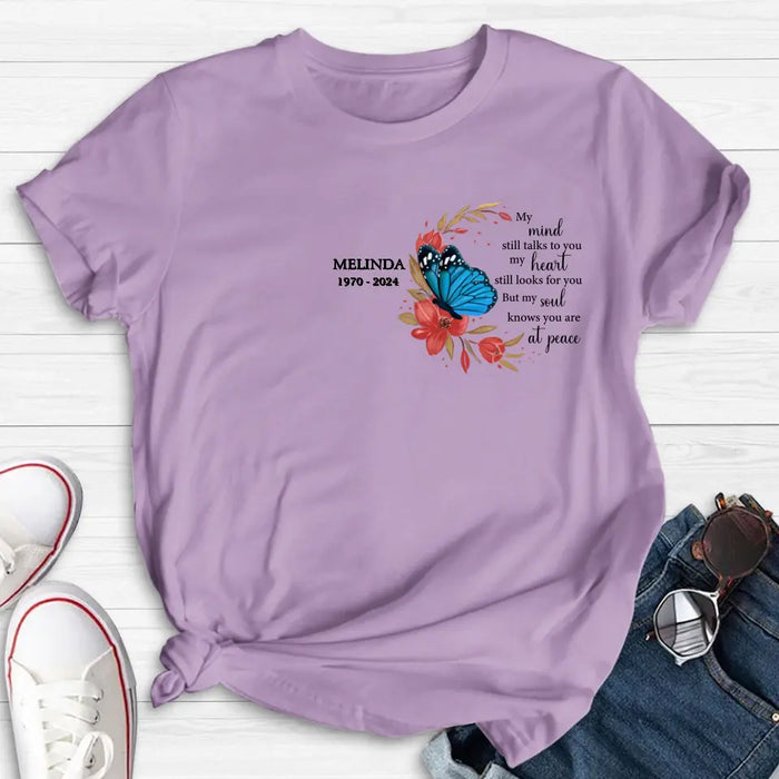 Custom Personalized Flower Memorial Shirt/Hoodie - Memorial Gift Idea for Mother's Day/Father's Day - My Mind Still Talks To You