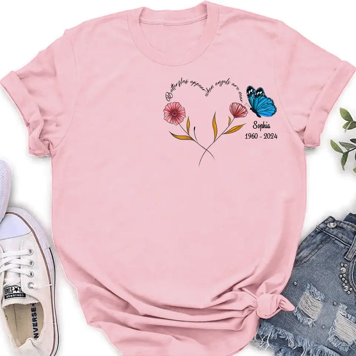 Custom Personalized Memorial Shirt/Hoodie - Memorial Gift Idea for Mother's Day/Father's Day - Butterflies Appear When Angels Are Near