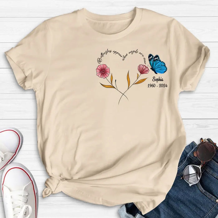 Custom Personalized Memorial Shirt/Hoodie - Memorial Gift Idea for Mother's Day/Father's Day - Butterflies Appear When Angels Are Near