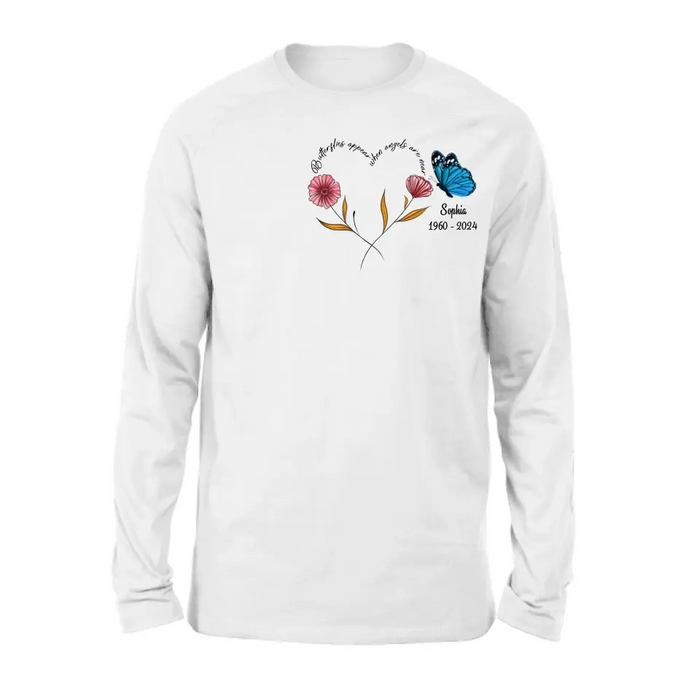 Custom Personalized Memorial Shirt/Hoodie - Memorial Gift Idea for Mother's Day/Father's Day - Butterflies Appear When Angels Are Near