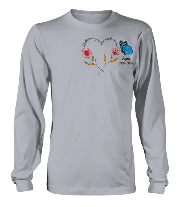 Custom Personalized Memorial Shirt/Hoodie - Memorial Gift Idea for Mother's Day/Father's Day - Butterflies Appear When Angels Are Near