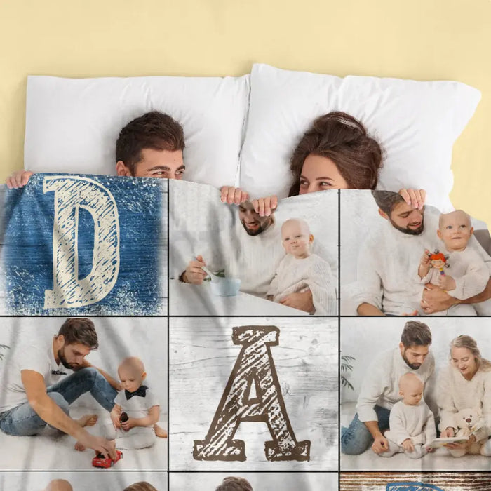 Custom Personalized Father's Day Throw Fleece Blanket - Upload Photos - Dad I Hope Every Time You Snuggle This Blanket It Reminds You How Much I Love You